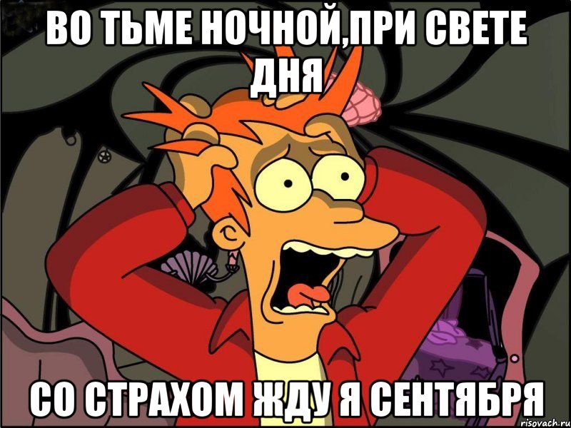 во тьме ночной,при свете дня со страхом жду я сентября, Мем Фрай в панике