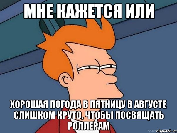 мне кажется или хорошая погода в пятницу в августе слишком круто, чтобы посвящать роллерам, Мем  Фрай (мне кажется или)