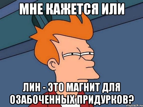 мне кажется или лин - это магнит для озабоченных придурков?, Мем  Фрай (мне кажется или)