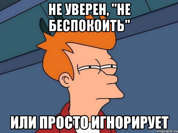 не уверен, "не беспокоить" или просто игнорирует, Мем  Фрай (мне кажется или)