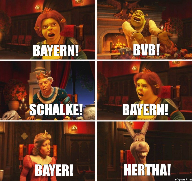 BAYERN! BVB! SCHALKE! BAYERN! BAYER! HERTHA!, Комикс  Шрек Фиона Гарольд Осел