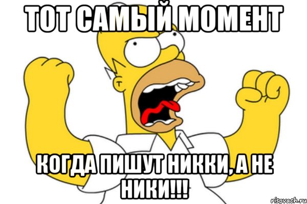 тот самый момент когда пишут никки, а не ники!!!, Мем Разъяренный Гомер