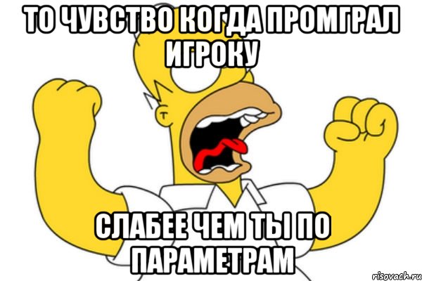 то чувство когда промграл игроку слабее чем ты по параметрам, Мем Разъяренный Гомер