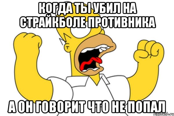 когда ты убил на страйкболе противника а он говорит что не попал, Мем Разъяренный Гомер