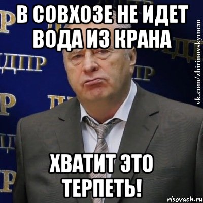 в совхозе не идет вода из крана хватит это терпеть!, Мем Хватит это терпеть (Жириновский)