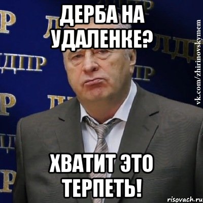 дерба на удаленке? хватит это терпеть!, Мем Хватит это терпеть (Жириновский)