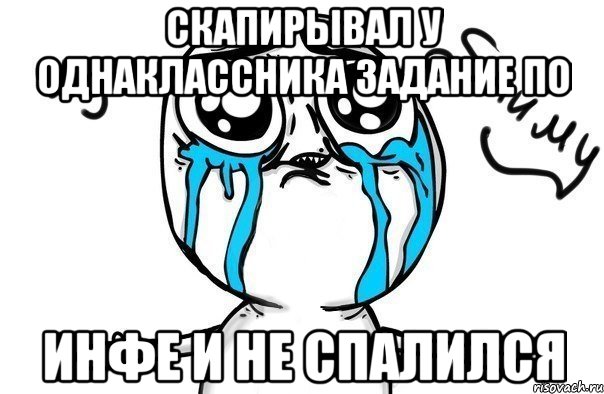 скапирывал у однаклассника задание по инфе и не спалился, Мем Иди обниму