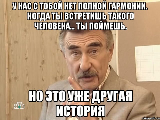 у нас с тобой нет полной гармонии. когда ты встретишь такого человека… ты поймешь. но это уже другая история, Мем Каневский (Но это уже совсем другая история)