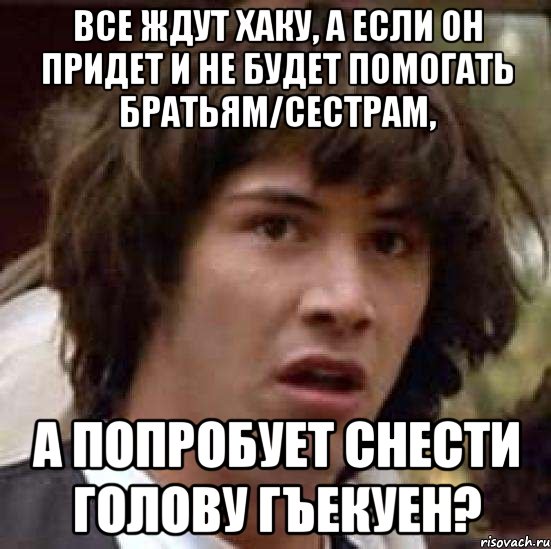 все ждут хаку, а если он придет и не будет помогать братьям/сестрам, а попробует снести голову гъекуен?, Мем А что если (Киану Ривз)