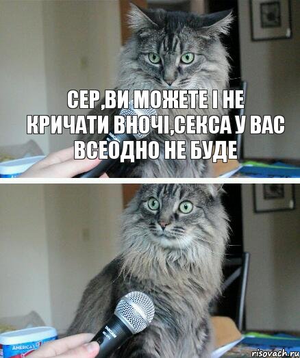  Сер,ви можете і не кричати вночі,секса у вас всеодно не буде, Комикс  кот с микрофоном