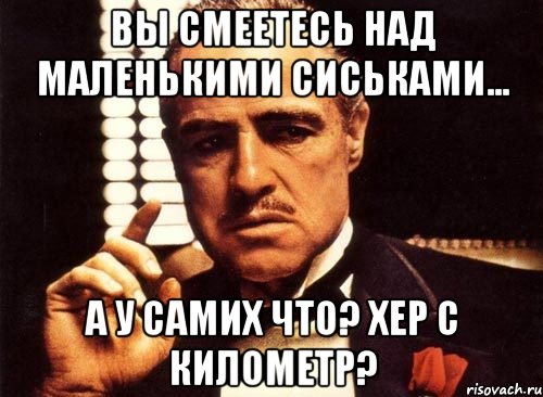 вы смеетесь над маленькими сиськами... а у самих что? хер с километр?, Мем крестный отец