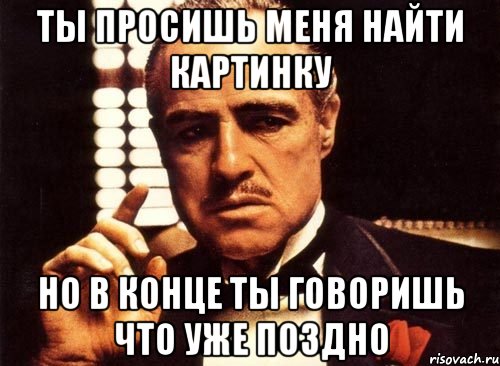 ты просишь меня найти картинку но в конце ты говоришь что уже поздно, Мем крестный отец