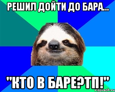 решил дойти до бара... "кто в баре?тп!", Мем Ленивец