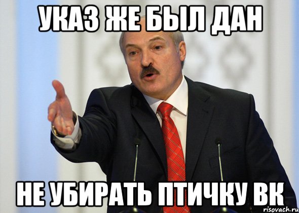 указ же был дан не убирать птичку вк, Мем лукашенко