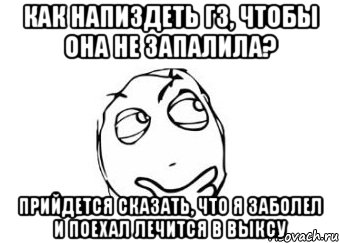 как напиздеть гз, чтобы она не запалила? прийдется сказать, что я заболел и поехал лечится в выксу, Мем Мне кажется или