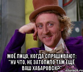  моё лицо, когда спрашивают: "ну что, не затопило там ещё ваш хабаровск?", Мем мое лицо