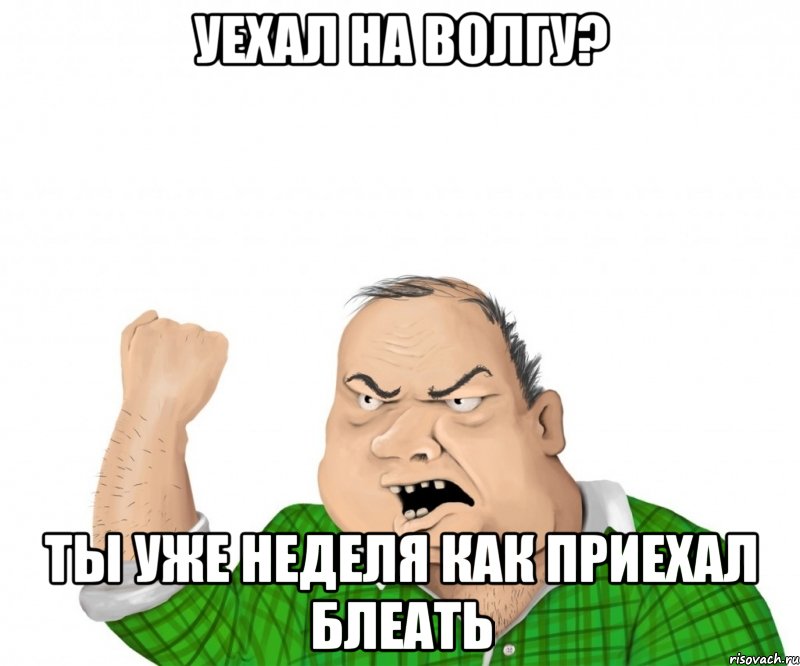 уехал на волгу? ты уже неделя как приехал блеать, Мем мужик