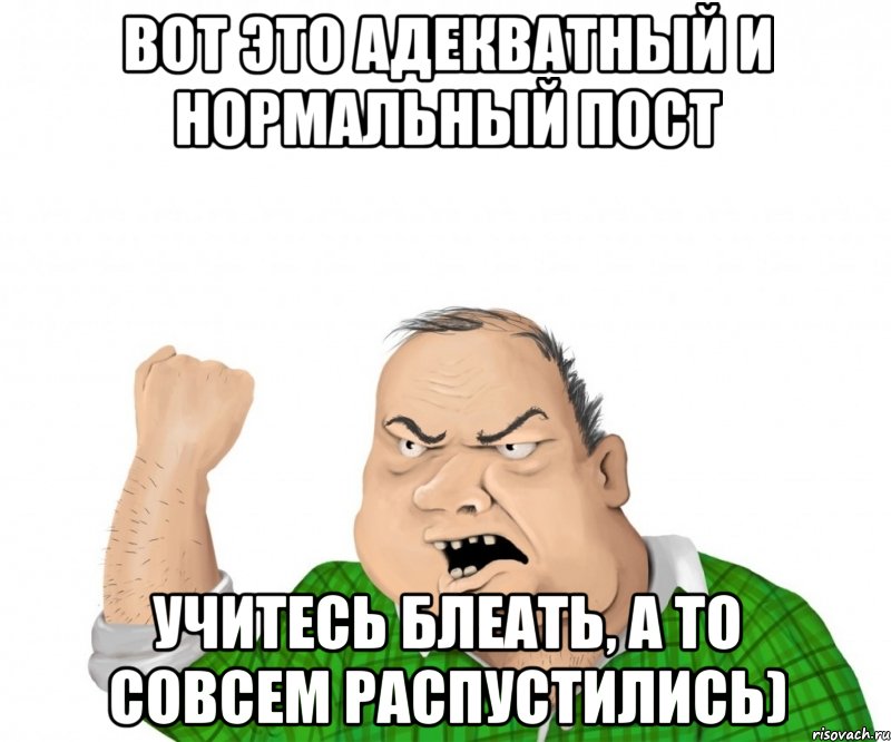 вот это адекватный и нормальный пост учитесь блеать, а то совсем распустились), Мем мужик