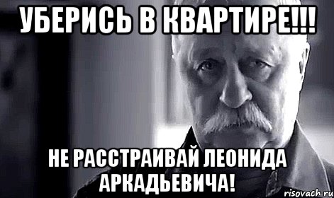 уберись в квартире!!! не расстраивай леонида аркадьевича!, Мем Не огорчай Леонида Аркадьевича