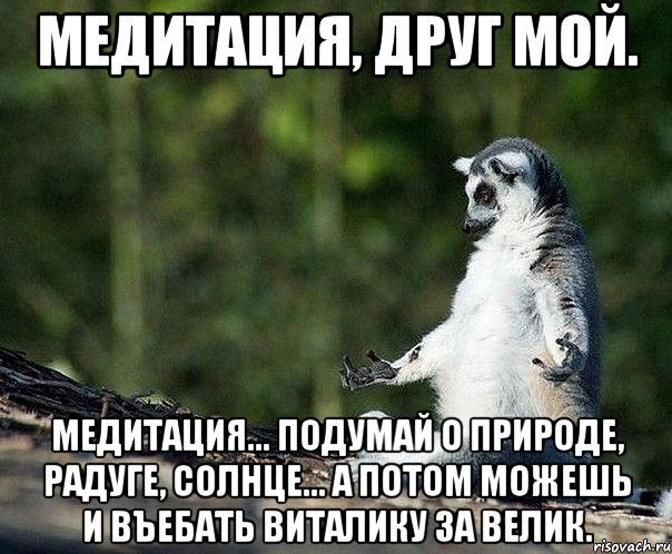 медитация, друг мой. медитация... подумай о природе, радуге, солнце... а потом можешь и въебать виталику за велик., Мем не узбагоюсь