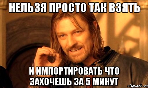 нельзя просто так взять и импортировать что захочешь за 5 минут, Мем Нельзя просто так взять и (Боромир мем)