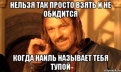 нельзя так просто взять и не обидится когда наиль называет тебя тупой, Мем Нельзя просто так взять и (Боромир мем)