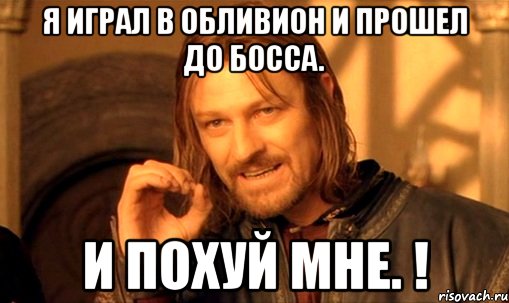 я играл в обливион и прошел до босса. и похуй мне. !, Мем Нельзя просто так взять и (Боромир мем)