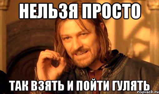 нельзя просто так взять и пойти гулять, Мем Нельзя просто так взять и (Боромир мем)