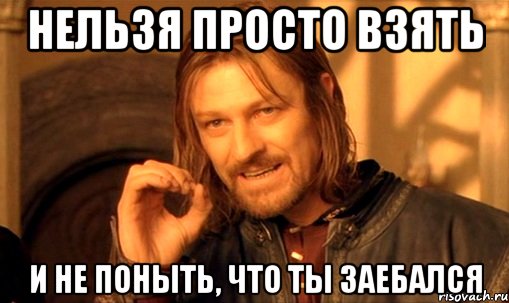 нельзя просто взять и не поныть, что ты заебался, Мем Нельзя просто так взять и (Боромир мем)