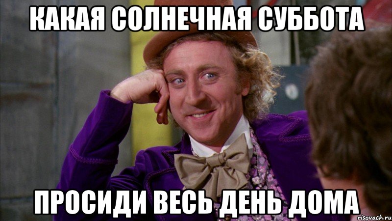 какая солнечная суббота просиди весь день дома, Мем Ну давай расскажи (Вилли Вонка)