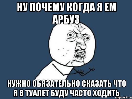 ну почему когда я ем арбуз нужно обязательно сказать что я в туалет буду часто ходить, Мем Ну почему