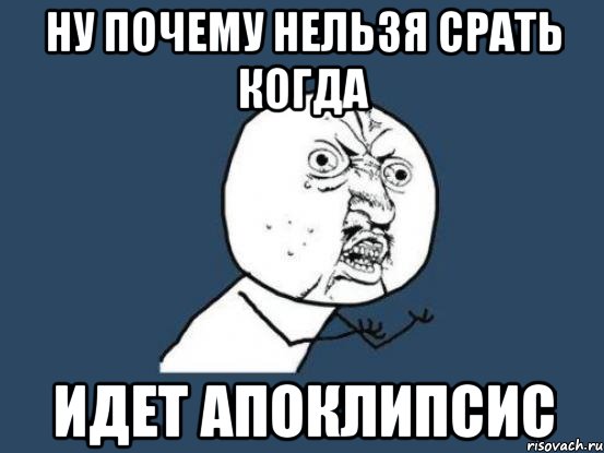 ну почему нельзя срать когда идет апоклипсис, Мем Ну почему