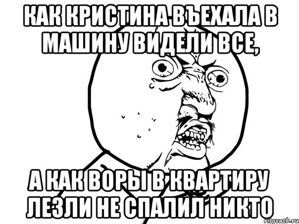 как кристина въехала в машину видели все, а как воры в квартиру лезли не спалил никто, Мем Ну почему (белый фон)