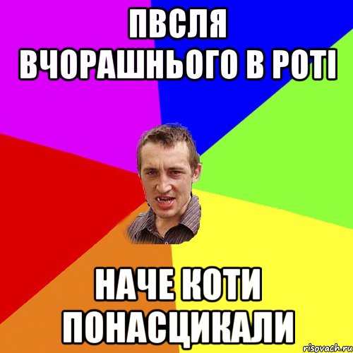 пвсля вчорашнього в роті наче коти понасцикали, Мем Чоткий паца