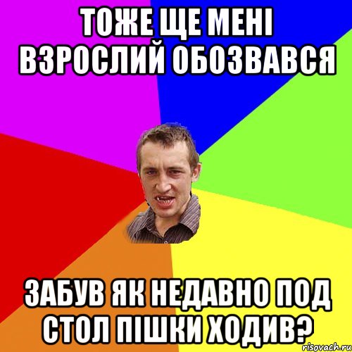 тоже ще мені взрослий обозвався забув як недавно под стол пішки ходив?, Мем Чоткий паца