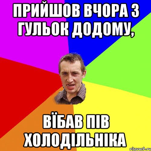 прийшов вчора з гульок додому, вїбав пів холодільніка, Мем Чоткий паца