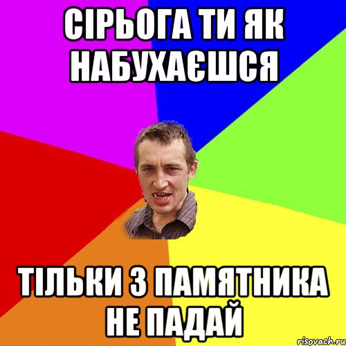 сірьога ти як набухаєшся тільки з памятника не падай, Мем Чоткий паца