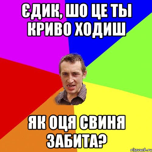 єдик, шо це ты криво ходиш як оця свиня забита?, Мем Чоткий паца