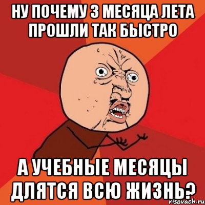 ну почему 3 месяца лета прошли так быстро а учебные месяцы длятся всю жизнь?, Мем Почему