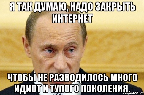 я так думаю, надо закрыть интернет чтобы не разводилось много идиот и тупого поколения., Мем путин