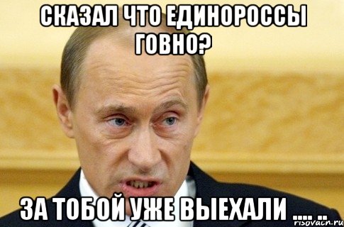 сказал что единороссы говно? за тобой уже выехали .... .., Мем путин