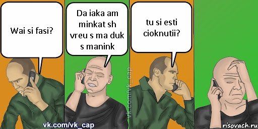 Wai si fasi? Da iaka am minkat sh vreu s ma duk s manink tu si esti cioknutii?, Комикс С кэпом (разговор по телефону)