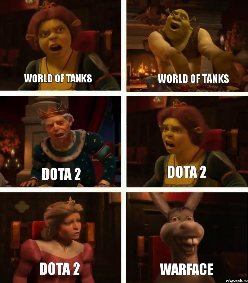 World of Tanks Dota 2 Dota 2 World of Tanks Dota 2 Warface, Комикс  Шрек Фиона Гарольд Осел