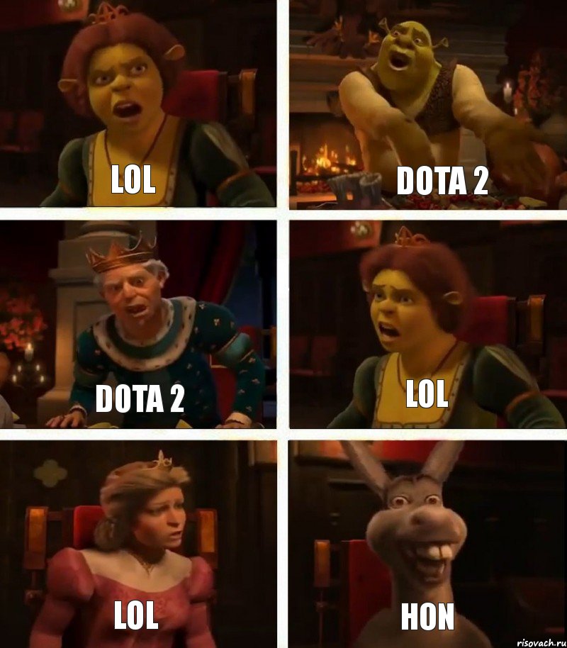 LoL Dota 2 LoL Dota 2 LoL HoN, Комикс  Шрек Фиона Гарольд Осел