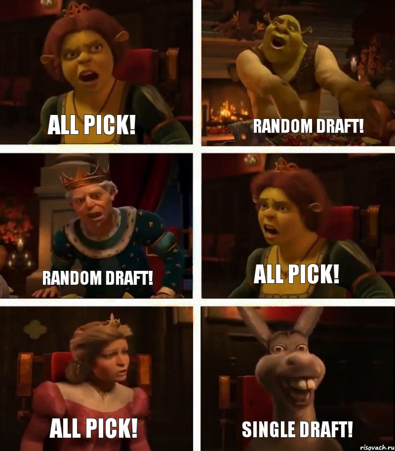 All pick! Random draft! All pick! Random draft! All pick! Single draft!, Комикс  Шрек Фиона Гарольд Осел