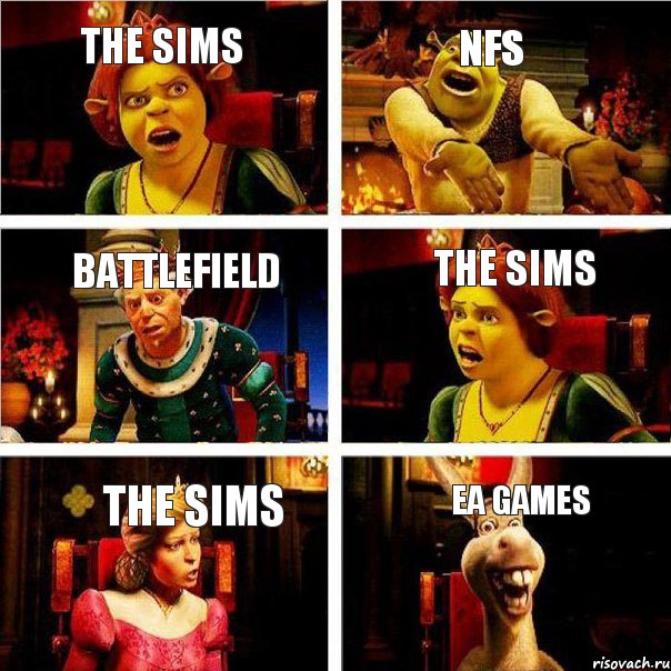 The sims Nfs Battlefield The sims The sims Ea games, Комикс  Шрек Фиона Гарольд Осел