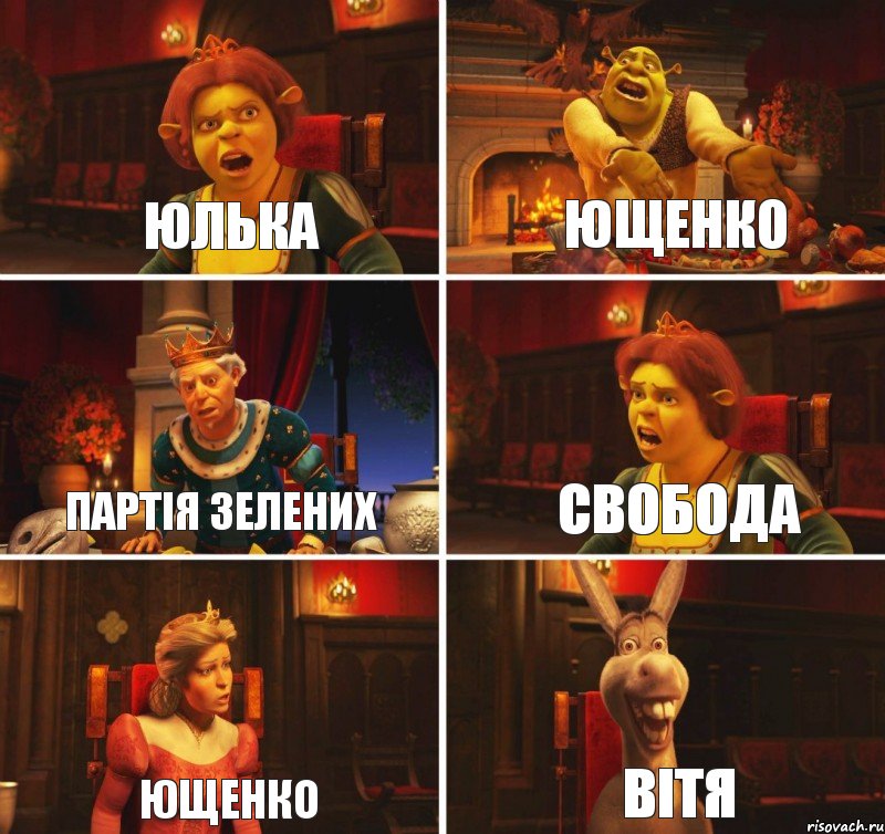 Юлька Партія Зелених Ющенко Вітя Свобода Ющенко, Комикс  Шрек Фиона Гарольд Осел