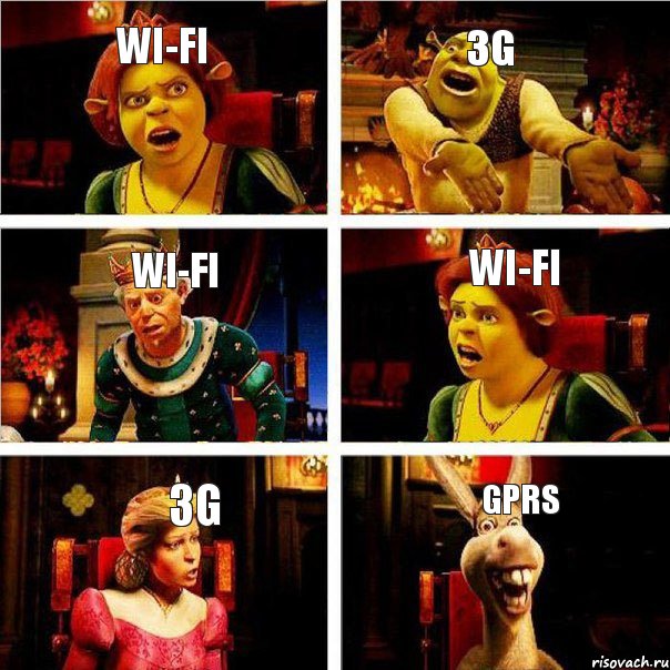 Wi-fi 3g Wi-fi Wi-fi 3g GPRS, Комикс  Шрек Фиона Гарольд Осел