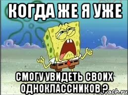 когда же я уже смогу увидеть своих одноклассников ?, Мем Спанч Боб плачет