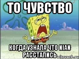 то чувство когда узнала что nian расстались, Мем Спанч Боб плачет